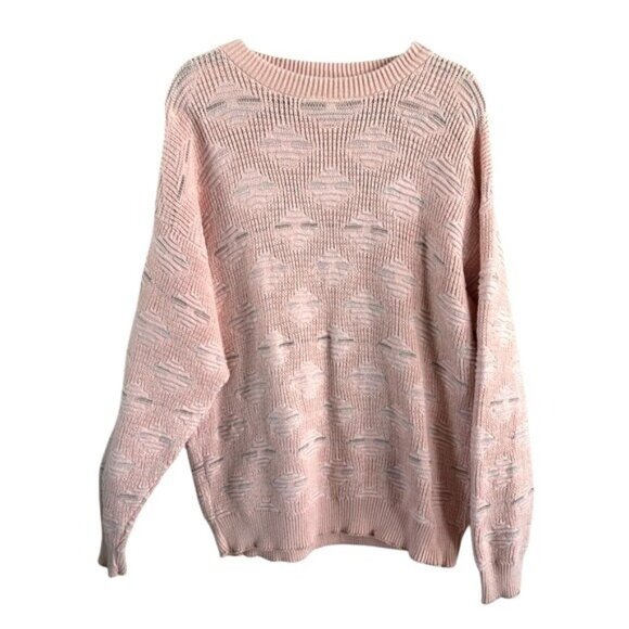 Peconic Bay Traders Vintage 80s 90s Light Pink Knitted Sweater Sz Large - Picture 1 of 12
